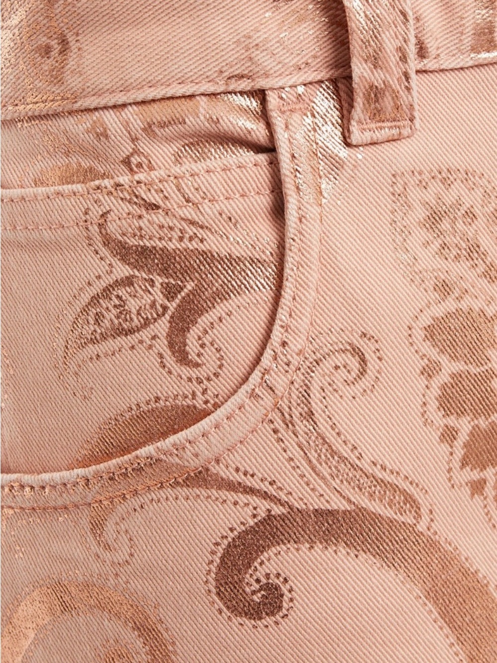ETRO Milano FW18 Metallic Rose Gold Signature Paisley Carpenter Jeans 30 Italy - Picture 5 of 16